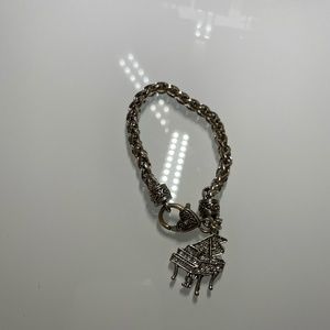 Silver Piano Charm Bracelet